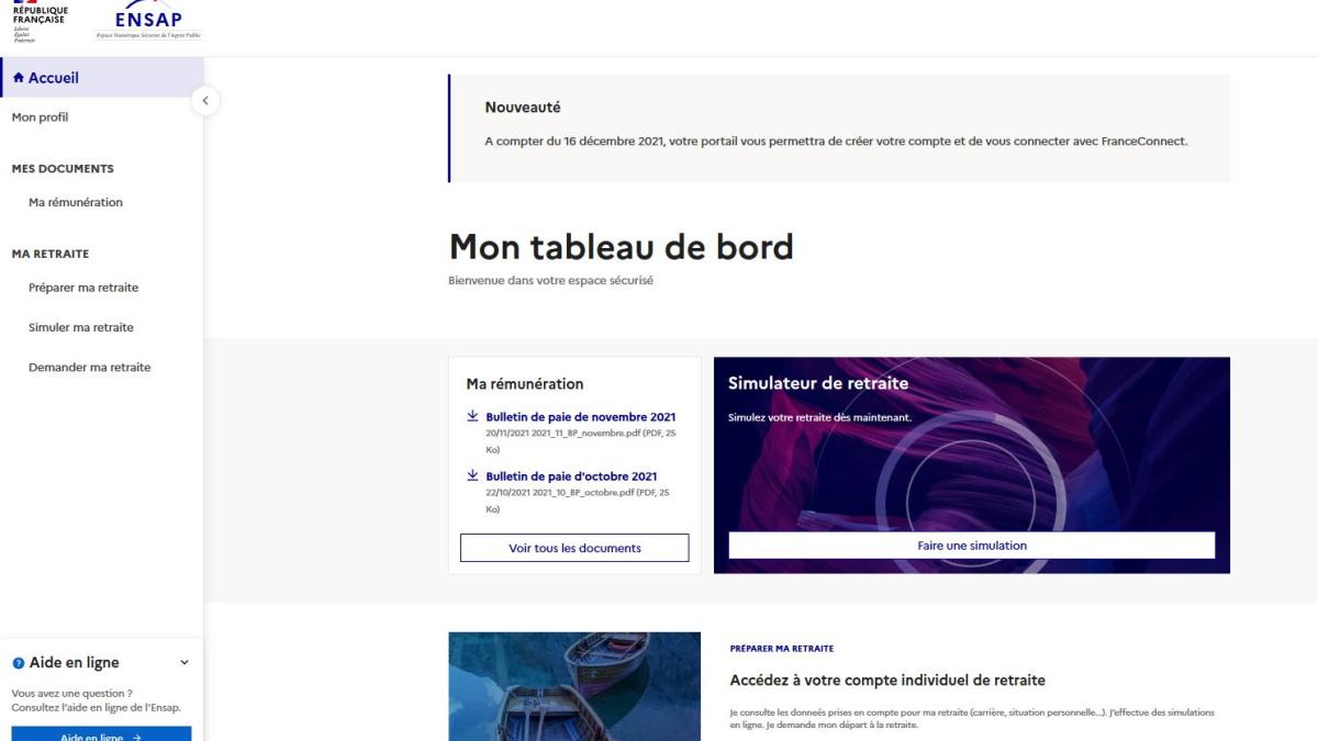 Tableau de bord Ensap